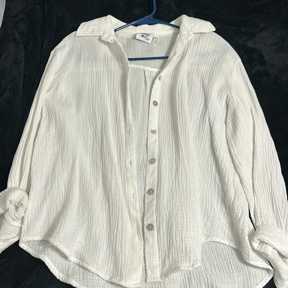 Princess Polly white linen button down